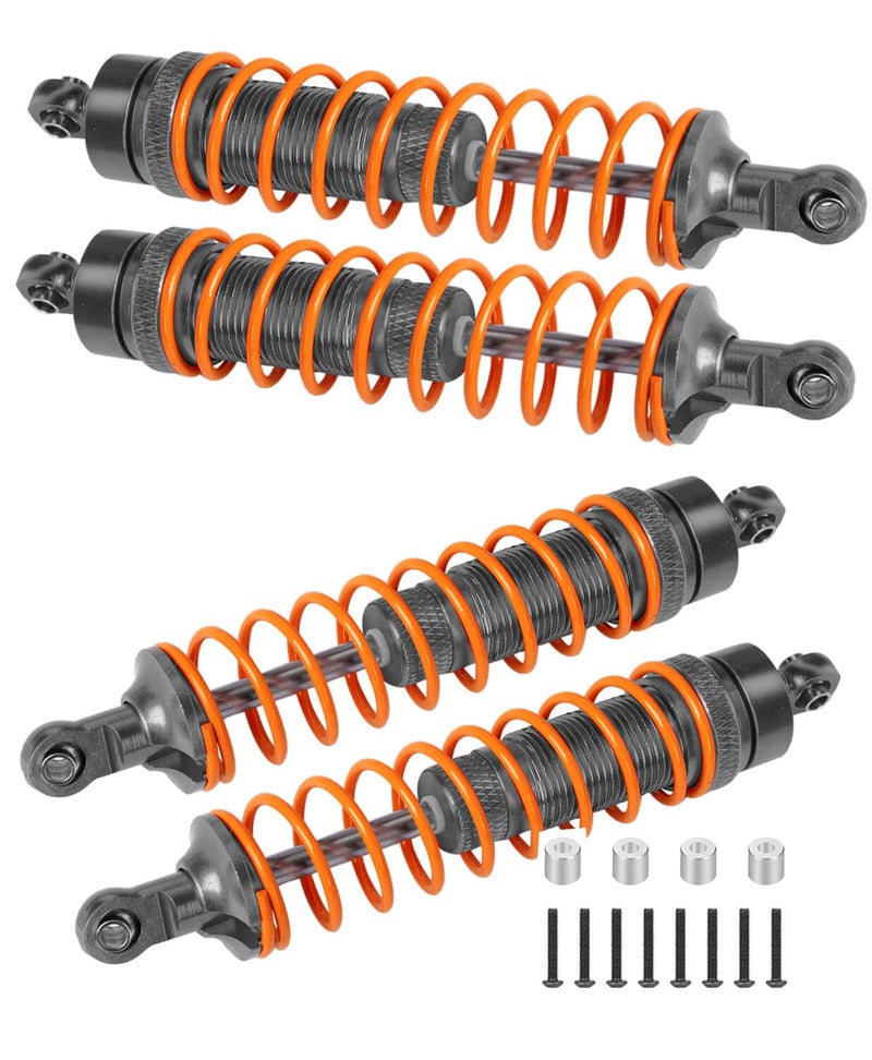 ARRCat 4PCS All Aluminum Front Rear RC Shocks Upgrade Parts for 1/10 Slash 4x4 Rustler 4X4 Stampede 4X4 Hoss 4X4, ARRCat Big Bore RC Shock Absorber Hops up,Replace 5862,Gray - Image 1